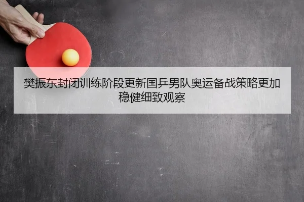 樊振东封闭训练阶段更新国乒男队奥运备战策略更加稳健细致观察